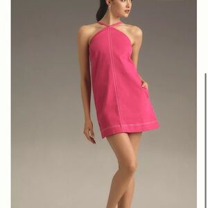 Pilcro Vibrant Pink denim mini halter